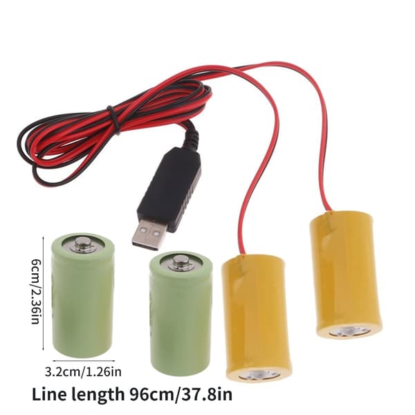 3V 2in1 D LR20 Pariston Eliminatorit USB-virtajohdolla elektronisille leluille