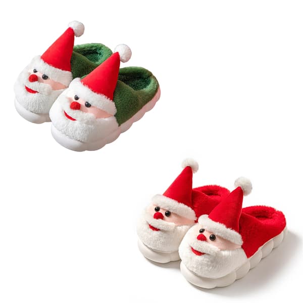 Jul Tomte Tofflor Halkfria Tjockt Vadderade Varma Vintertofflor Red A
