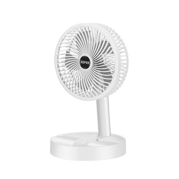 Støjsvag Ventilator 2 Hastigheder Genopladelig Mini Ventilator Foldbart Design til Sengekant Camping White charging