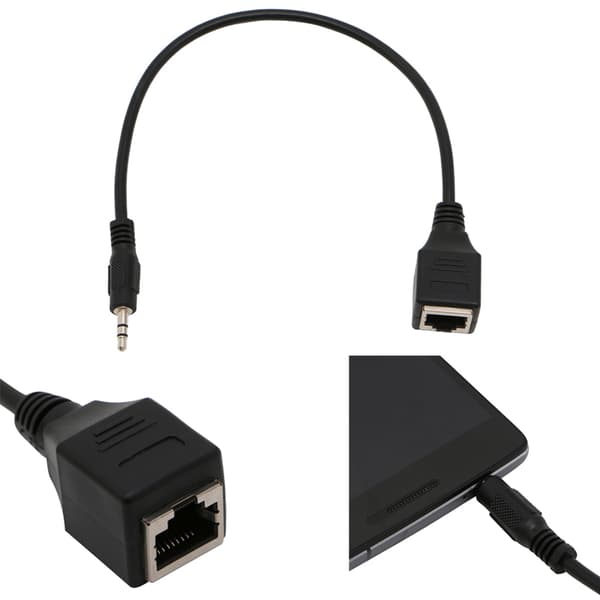 Stereo DC3.5mm Lydkabel til RJ45 Socket Ethernet Adapter Ledning Lydkabel