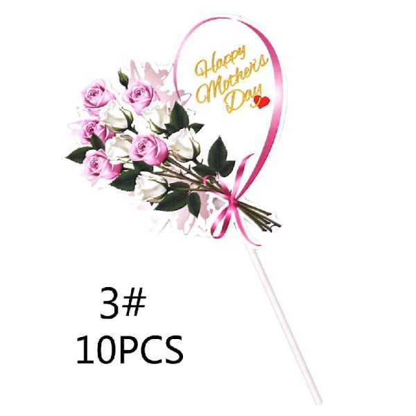 10st Glad Mors Dag Tårta Toppers Sweet Heart Flower Cupcake Picks Dekoration null - Love