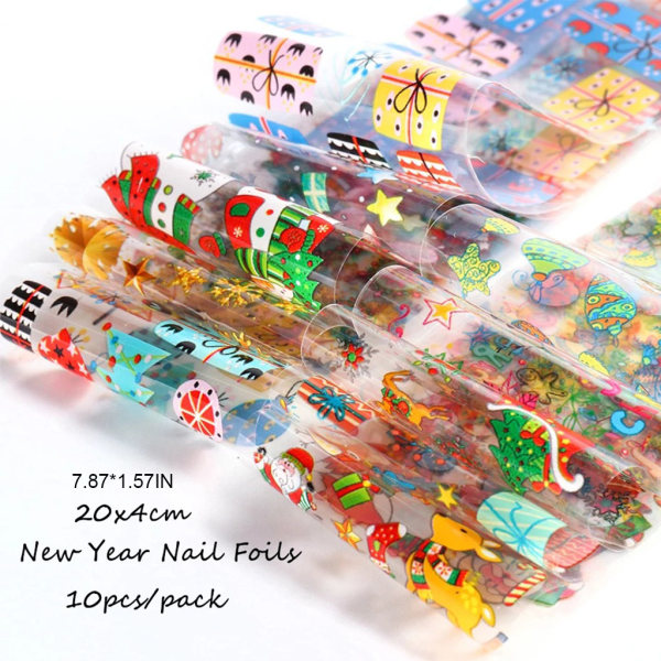 Nail Transfer Stickers Juldekorationer för naglar Jul Nail Decals Transfer Folie Santa Nail Art Stickers