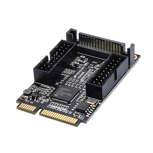 Mini PCIe - Dual 19-Pin etupaneelin laajennuskortti Mini PCIE - USB3.0 etu PIN-liittimeen 19PIN Pieni 4-Pin/Sata-liitin