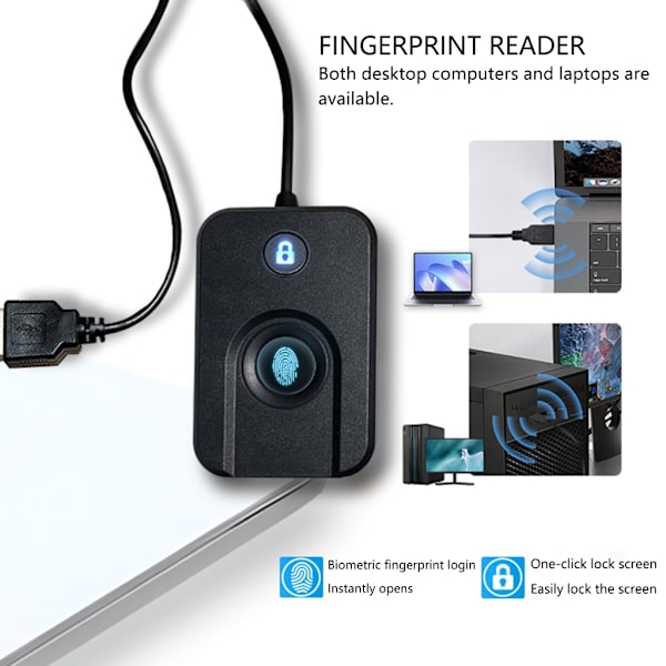 Biometriska fingeravtrycksläsare för PC Win Hello Plug & Play USB-säkerhetsenhet