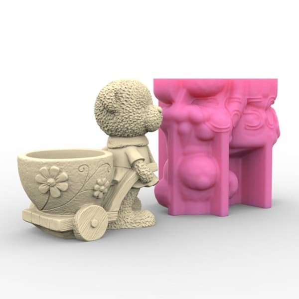 3D Bjørn Silikoneform til Blomsterpotter Forme Beton Cement Epoxy Resin Forme