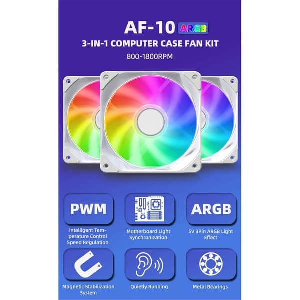 3 stk. 120 mm ARGB blæserkølere PWM 5V 3PIN PC Computer Kølekabinet Radiatorblæser