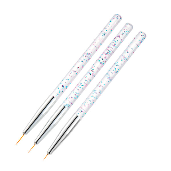 3 st Akryl French Stripe Nail Art Liner Pensel Set 3D-spets Manikyr Ultratunn linjeritningspenna UV Gel Penna Målarverktyg