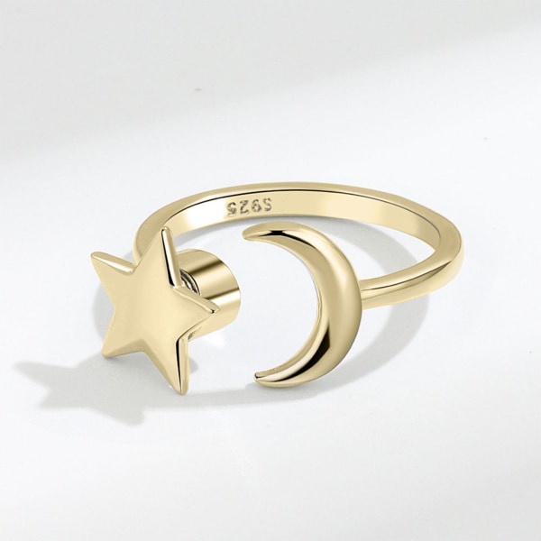 Guld Silver Ring Anti Anxiety Fidget Ring Ångest Ring Star Moon Spinning Stress Relief Ring Spinner Meditation Ring Gold-color