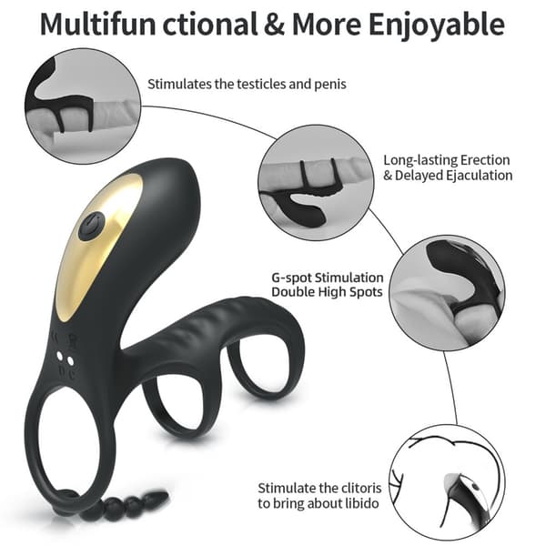Vibrerende pikringe med klitorisvibrator 10 vibrationstilstande penisringe