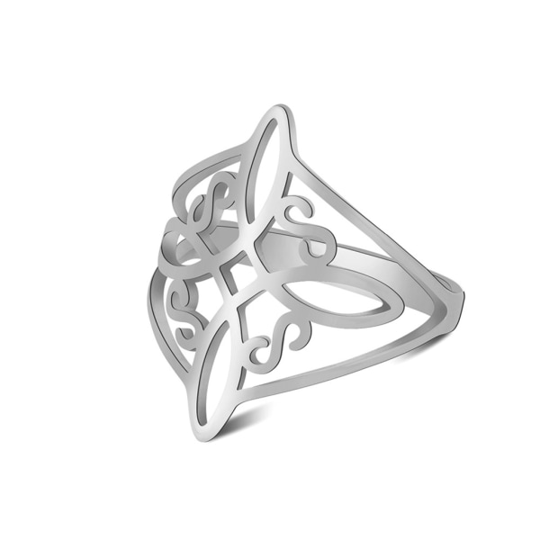 Celtic Knot Rings Dam Knot Ringar Fyrkantiga kontinuerliga lockiga mönster Stapelbara ringar Häxknut Ringar i rostfritt stål null - 8