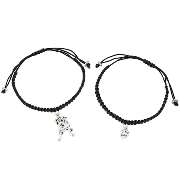 2st unisex handgjorda flätade rep Lucky Red String Armband Hund Charm Armband för familjen vänner Presenter till nyår null - Dalmatian