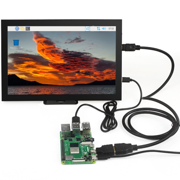 10,1 tums IPS LCD-skärm Pekskärm Valfritt läderfäste för Raspberry Pi 4B/3B+ naturtrogna färger 1280X800 UK - Without holster