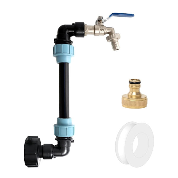IBC Adapter med Svanenhals Messinghane Afspærringsventiler 3/4 Tommer IBC Adapter til 1000L Regnvandstank IBC Container