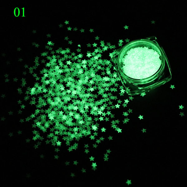 Multifunktionella självlysande paljetter Glow In the Dark Glitter Paljetter UV-harts Smycken fynd Nail Art Dekoration Hantverk