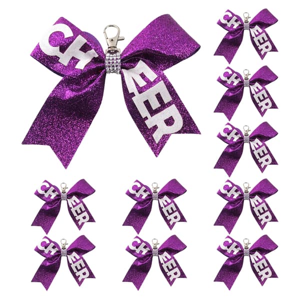 Cheerleading Nøglering Sæt Mousserende Sløjfe Designs Tilbehør Til Holdånd Purple