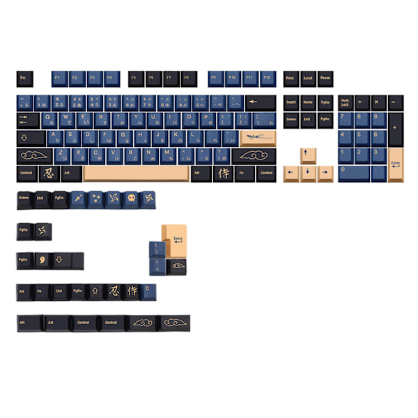 135 Tangenter Samurai Tema för Tangenthattar Japansk Engelsk PBT Dye Subbed Cherry Tangenthattar För MX Switch Mekaniskt Tangentbord
