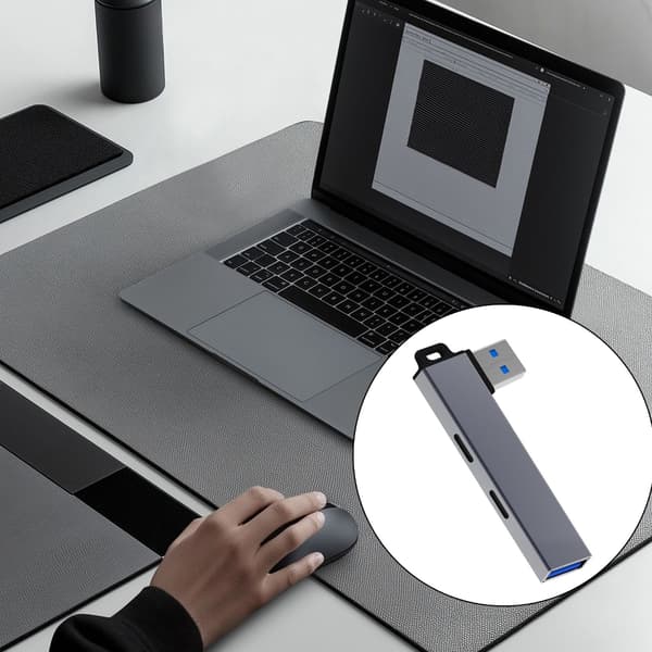 Kompakt USB3.0 Hub USB3.0 til 2 Type C + USB Udvidelsesdock til alle enheder Grey
