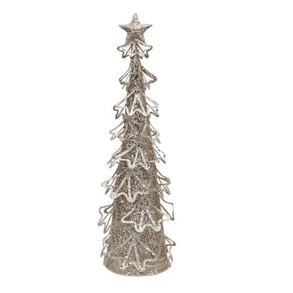 Artificiell metall julgran med led ljus prydnad Desktop Scen Dekor för Festival Holiday nyår Party Dekor L
