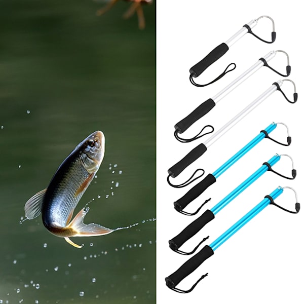 Teleskopisk fiskegaff, indragbar fiskehandgaff, teleskopisk gaffkrok för fiske, fiskgaffkrok i rostfritt stål Blue S