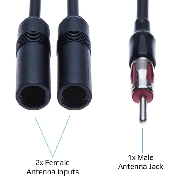 19in Y Adapter Connector Køretøjstilbehør Antenne Splitter Adapter Kabel
