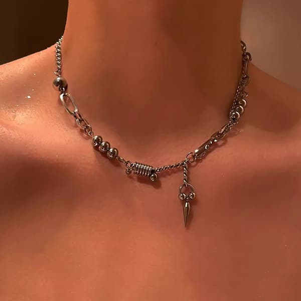 Bærbart kragebenskjede i punkstil, solid halskjede i titanlegering til ham