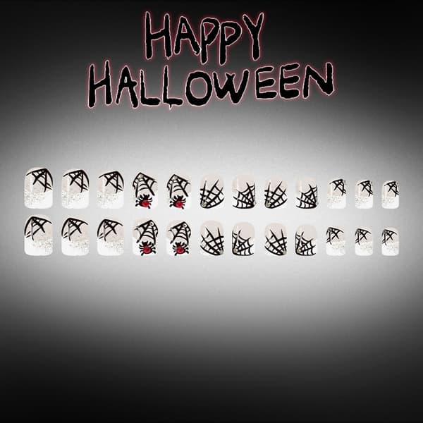Halloween Web Mønster Press On Manicure Sæt til Temafest Stil