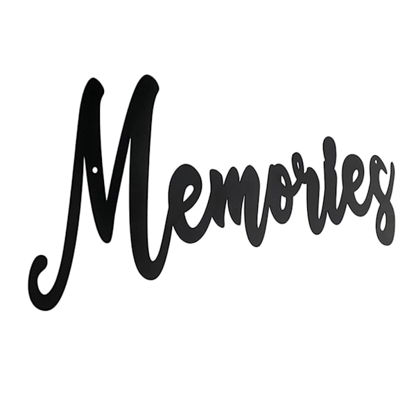 Metallinen \"Memories\"-tekstikyltti, leikattu muistosana-kyltti, seinäkoriste kotiin, toimistoon, tupaantuliaisiin ja hääjuhlien koristeeksi
