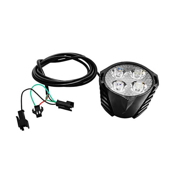 Främre LED-lampa med signalhorn för elcykel, 36-48V (Vattentät kontakt)