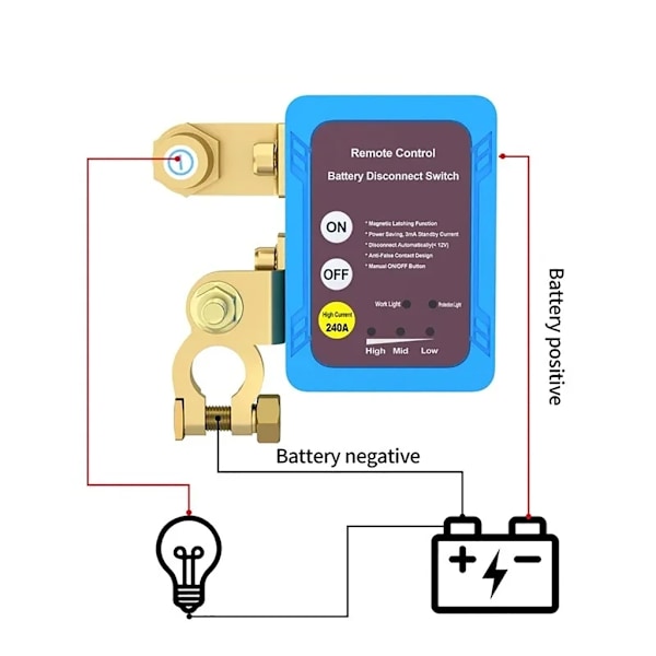 12V 240A Automatisk Strömbrytare Fjärrbatterifrånkopplingsbrytare