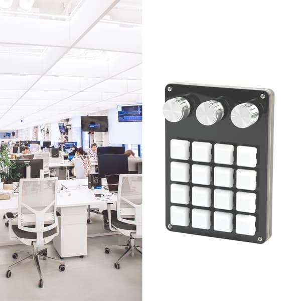 Bærbart Mini-Tastatur med 16 Taster, 3 Programmerbare Knotter, Avtakbar USB-Bakgrunnsbelysning