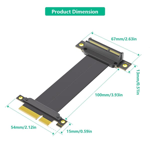 PCIE4.0 4X Forlængerkabel 90 Grader til 180 Grader PCIE Riser-kabelkort