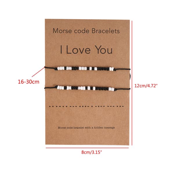 Handgjorda vänskapsberlocker 2 st/set Jag älskar dig Morse Code Armband för Unisex