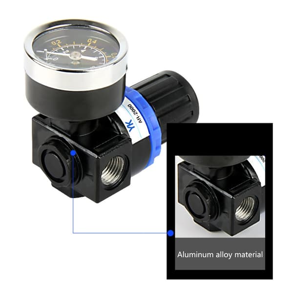 G1/4 Mini-lufttrycksregulator Justerbar-pneumatisk reduktionsventil med mätare Passar för kompressor AR2000 BR3000 BR4000
