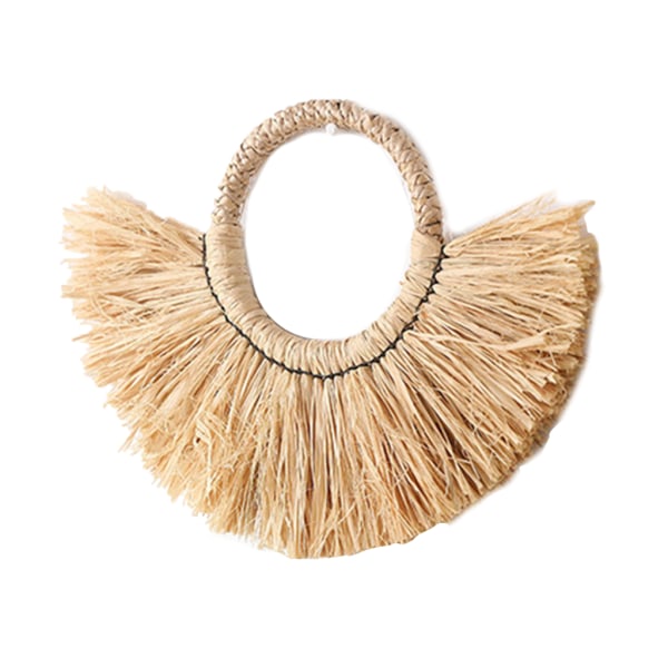 Nordic Raffia Hängväggspegel Boho Dekorativa sminkspeglar Badrumsinredning null - Raffia fan handle