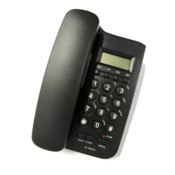 Trådbunden telefon med nummerpresentation Trådbunden klassisk fast telefon Stationär vägg Trådbunden telefon Telefon med stor knapp Black