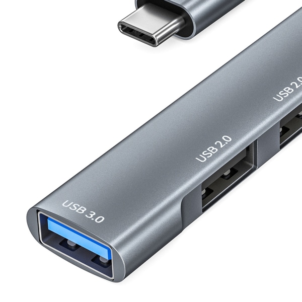 USB Hub 3.0, 5 i 1 typ C dockningsstation med 65W PD-laddning och aluminiumlegeringskropp för Windows, för Mac, Linux