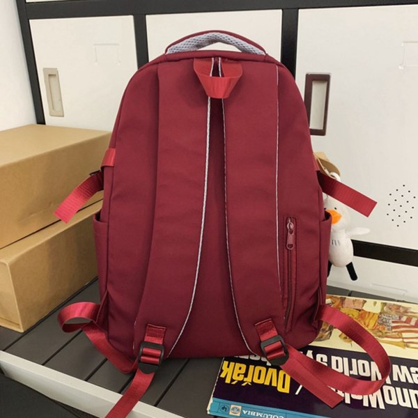 Skolryggsäck med stor kapacitet Nylon Laptopryggsäckar Mode skolväska Bokväska Casual Reseryggsäck för tonåringar Red