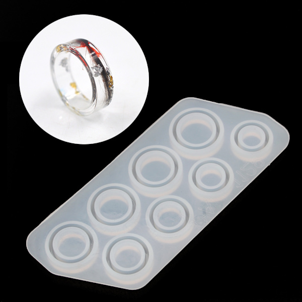 8 delar Harts molds Silikon molds Diverse storlekar Form Cirkelsmycken för DIY Craft Ring Making