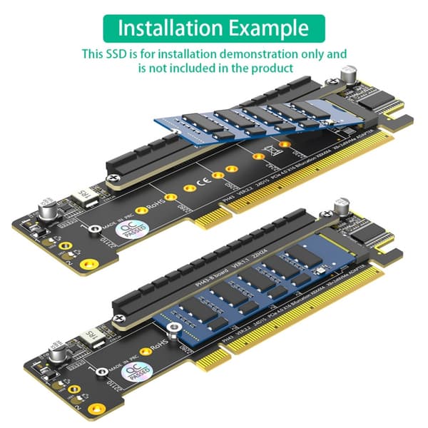 M.2 NVME SSD'er til PCIE4.0 16X Konvertere PCIe SSD'er til M.2 Udvidelseskort til PC