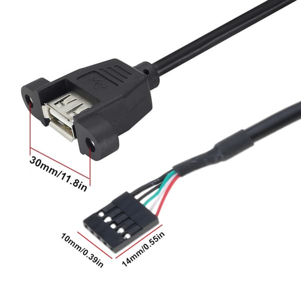 USB2.0 Hona till Moderkort 5Pin Header Kabeladapter med Skruvpanel