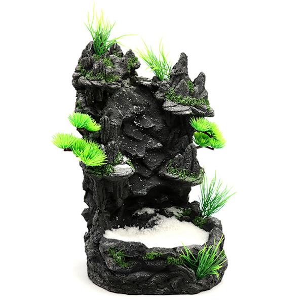 Akvarium Bjergudsigt Klippe Vandfald med Hvidt Sand Fisketanke Resin Dekoration