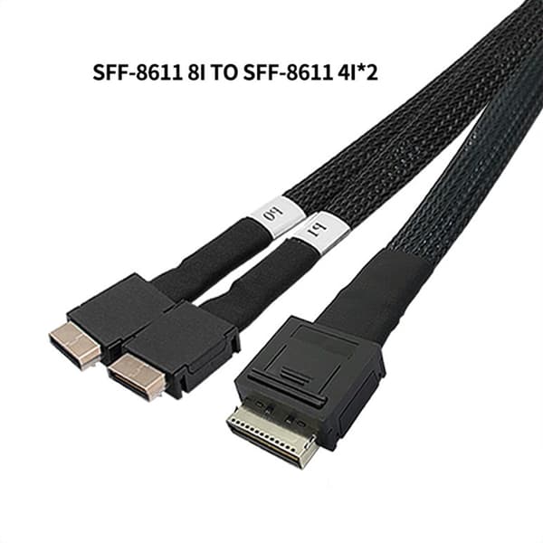 Serverforbindelses splitterkabel 8i til 2xOculink SFF 8611 4i 50cm/19.7in