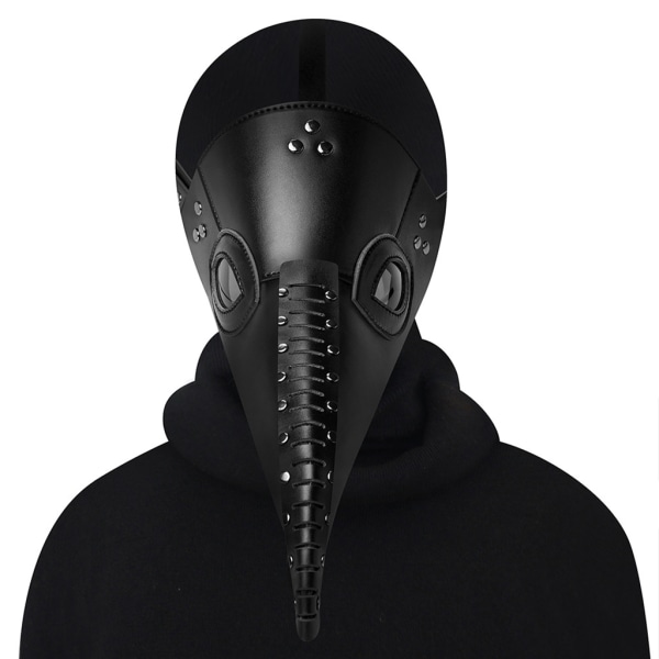PU Läder Plague Doctor Mask för Halloween Steampunk Bird Masks Long Nose Props