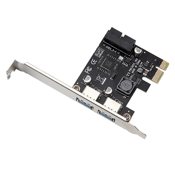 PCI-E till 2-portar USB 3.0 expansionskort PCI för Express Desktop External Controller Adapterkort med 19-stifts power