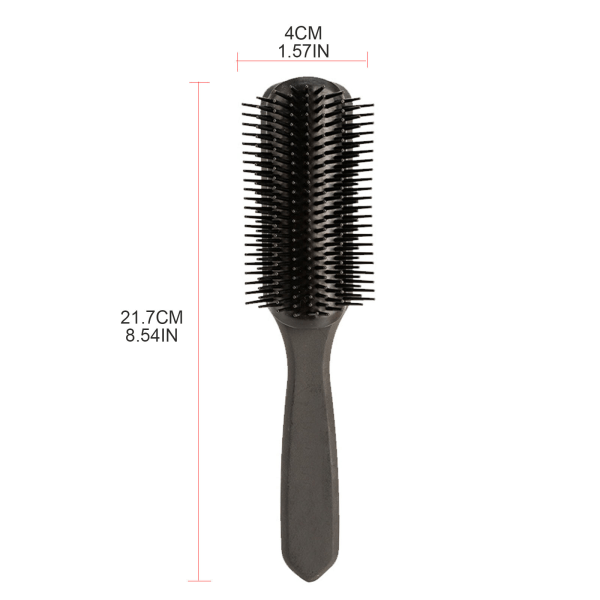 Professionell 9-rads Detangling Hair Brush Detangler Hairbrush Styling Comb Black