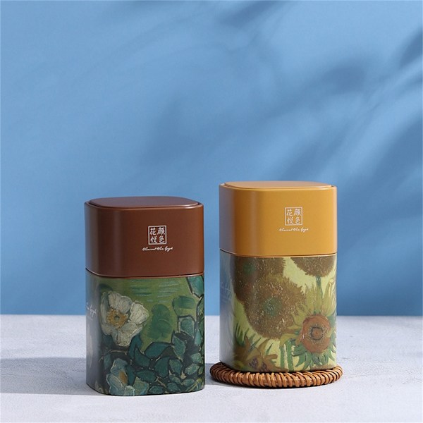 Metall teplåtslåda Lös teförvaringsbehållare Elegant teburk Kaffeförvaringsbehållare Blommig tebehållare Presentask C