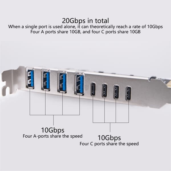 Stasjonær PC PCIe-kort USB3.2-utvidelseskort for forbedret dataoverføring