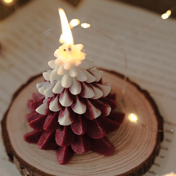 Julljus Xmas träd form Doftljus tänder romantiskt ljus för hemmet Vardagsrum Bordsdekoration Milky white