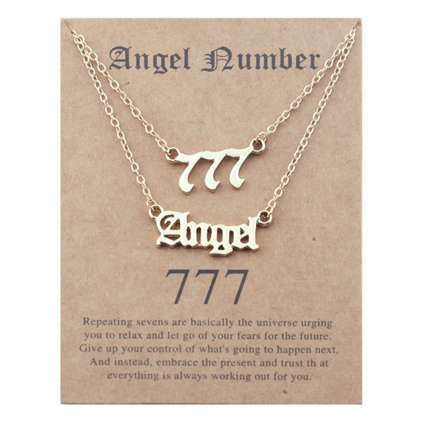 Ängelnummerhalsband för kvinnor Guldpläterat läckert 111 222 333 444 555 666 777 Hängen Choker Chain Numerology Smycken null - 3