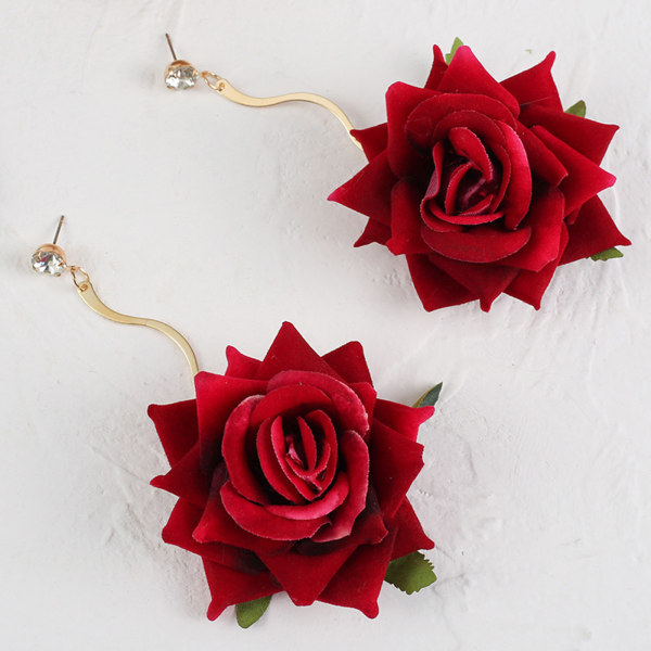 Nya Bohemia Romantisk DIY handgjorda ros konstgjorda blomörhängen för kvinnor tjejfest strandmode lyx smycken gåva